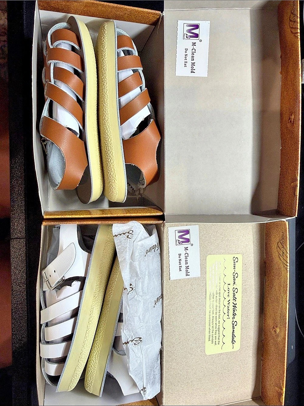 Salt-Water Sandals Sailor Sandals in Brown & White US 8 NWT